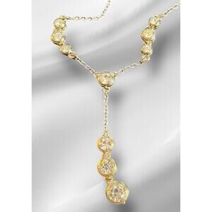 Anne Klein Bezeled Gold-tone Y Shaped 23” Delicate Necklace EUC Gorgeous